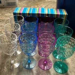 Set of 12 Plastic Glasses with Stems